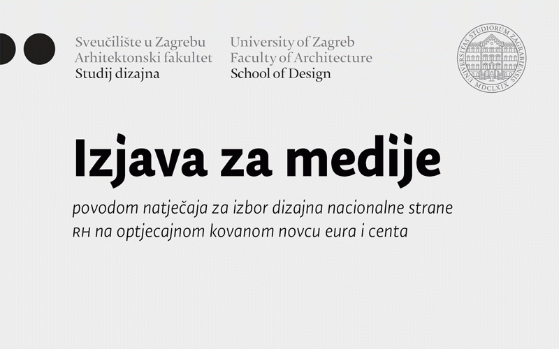 Izjava za medije Studija dizajna povodom neuspjelog natječaja za izbor dizajna nacionalne strane RH na optjecajnom kovanom novcu eura i centa